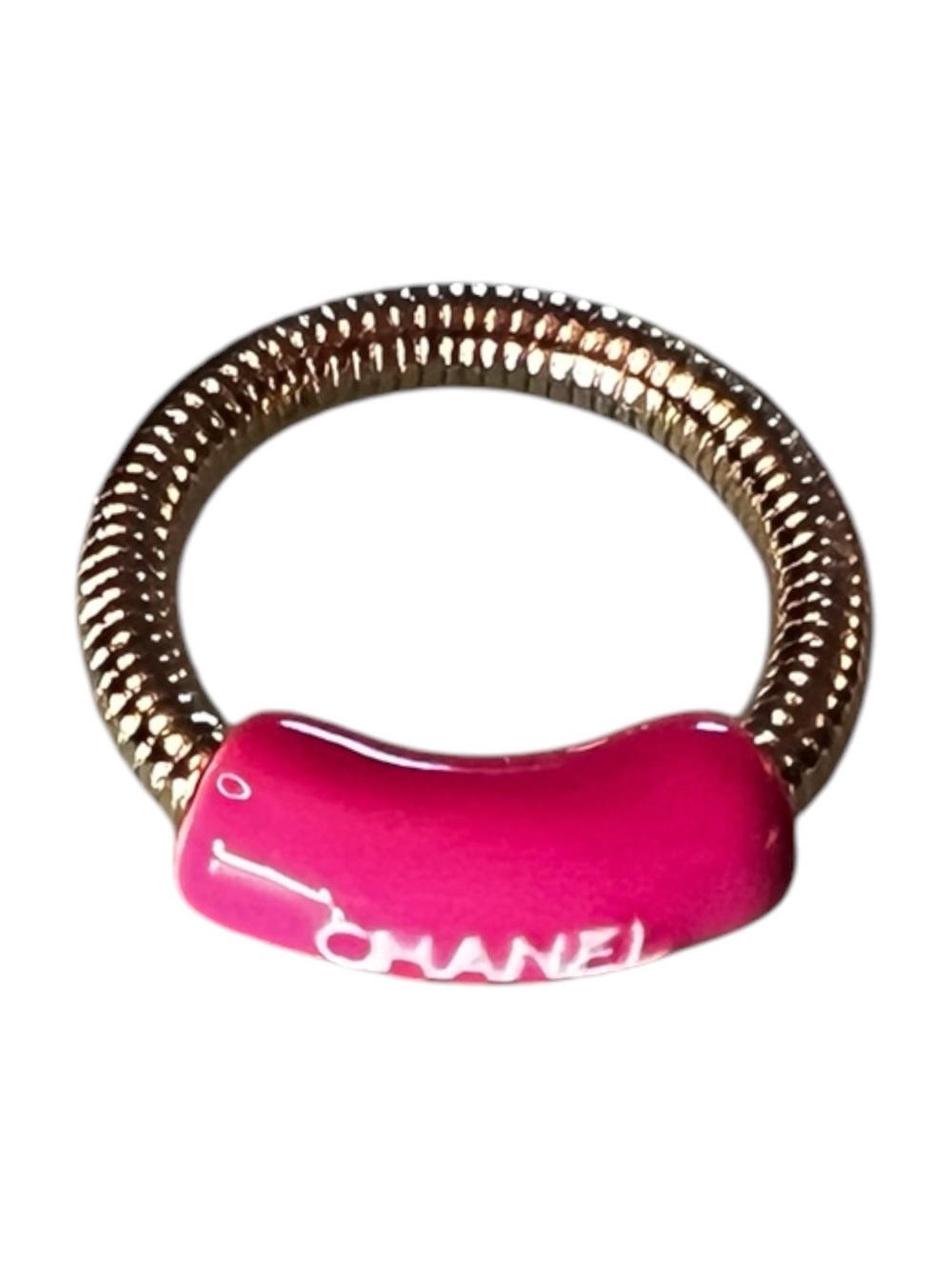 Vintage ChaneI  2001 Pink Spiral Ring Size-7 Spell-Out - Picture 2 of 4
